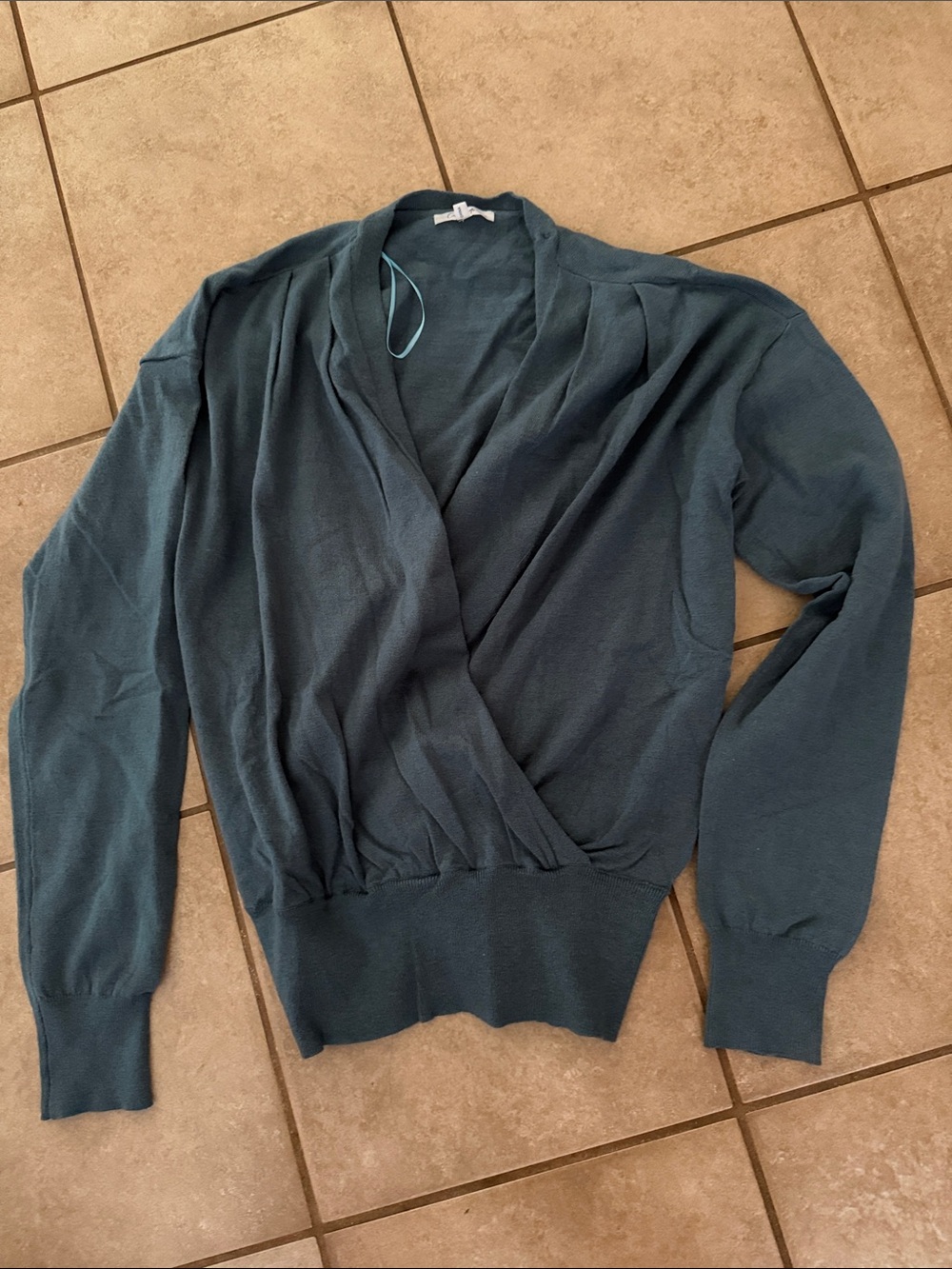Classic Teal V-Neck Surplice Sweater
